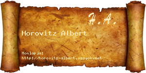 Horovitz Albert névjegykártya